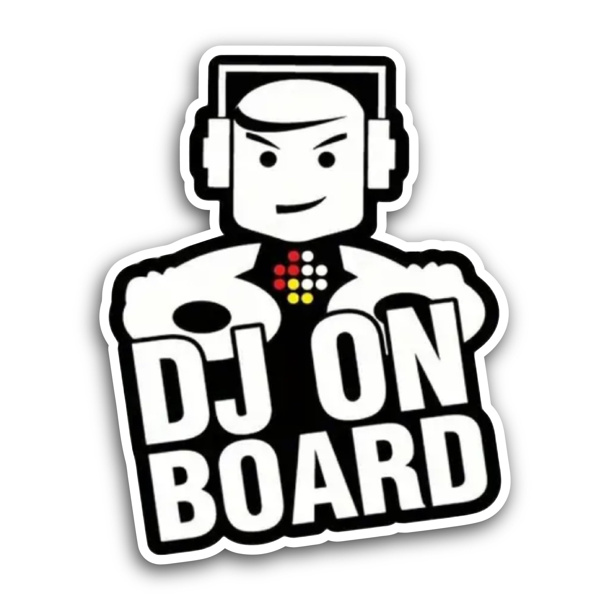 2 (Pieces) 3" and 5" DJ On Board Sticker, Waterproof Vinyl Decals for Many Purpose Like Cars, Trucks