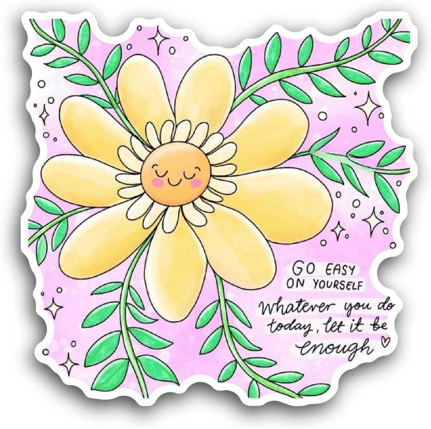 2 (Pieces) 3" and 5" Smiley Face Daisy Flower Sticker, Waterproof Vinyl Decals for Many Purpose Like Cars, Trucks, Laptops, Phones, Windows and More