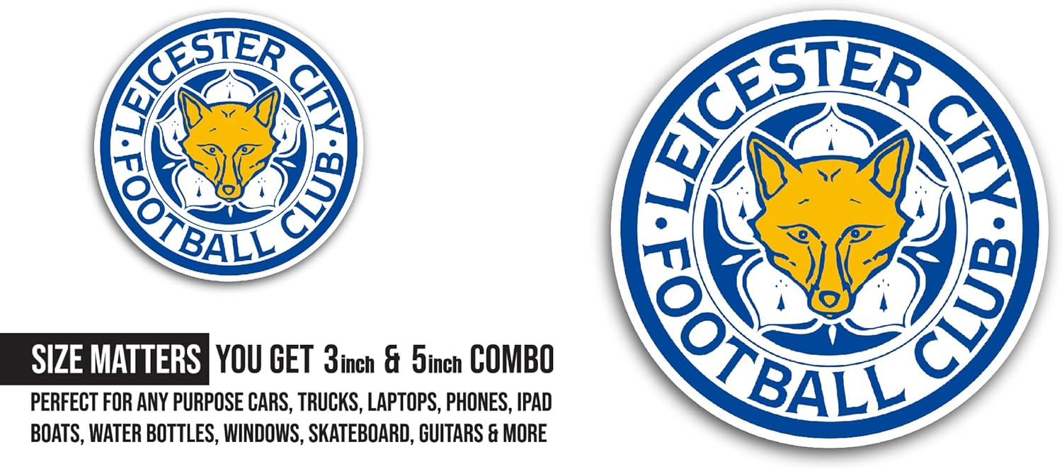 2 (Pieces) 3" and 5" Leic3ster City Sticker, Waterproof Vinyl Decals for Many Purpose Like Cars, Trucks, Laptops, Phones, Windows and More