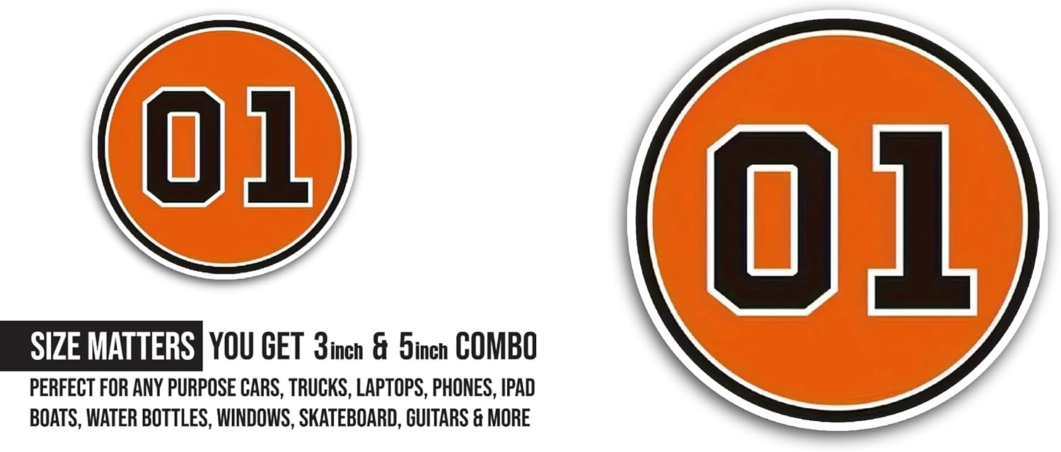 2 (Pieces) 3" and 5" Number 01 Sticker, Waterproof Vinyl Decals for Many Purpose Like Cars, Trucks, Laptops, Phones, Windows and More