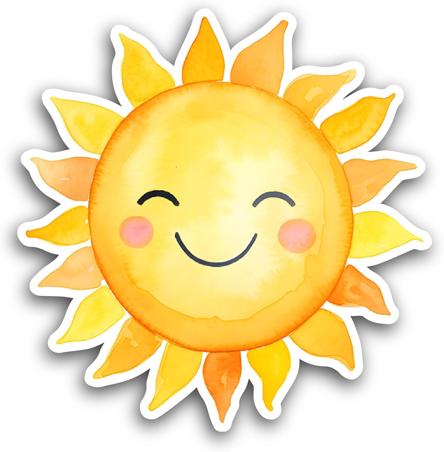 2 (Pieces) 3" and 5" Happy Face Sun Risen Sticker, Waterproof Vinyl Decals for Many Purpose Like Cars, Trucks, Laptops, Phones, Windows and More