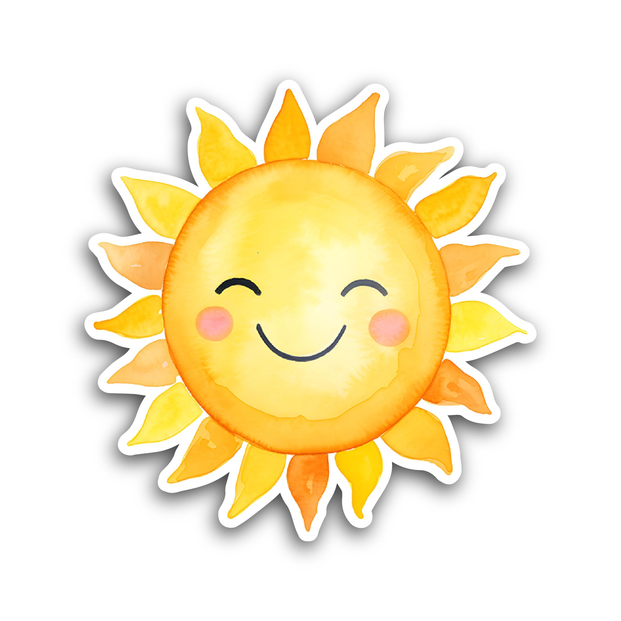 2 (Pieces) 3" and 5" Happy Face Sun Risen Sticker, Waterproof Vinyl Decals for Many Purpose Like Car