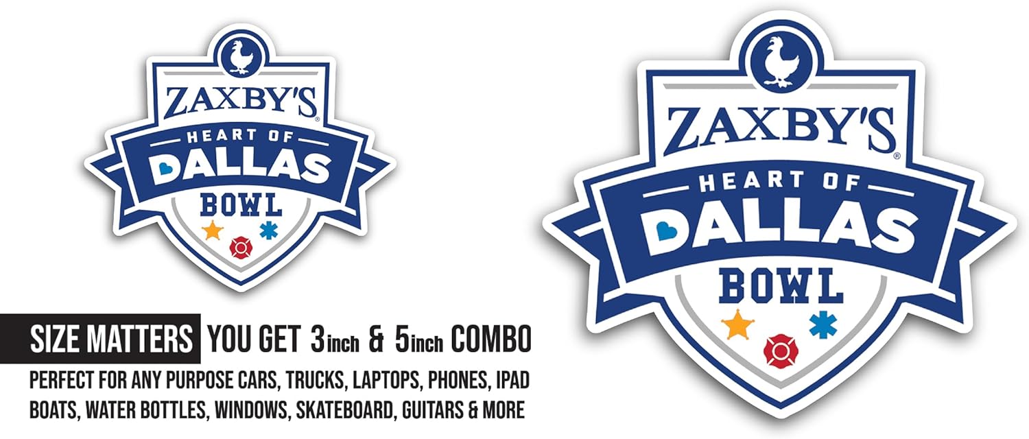 2 (Pieces) 3" and 5" Heart of Dallas B0wl Sticker, Waterproof Vinyl Decals for Many Purpose Like Cars, Trucks, Laptops, Phones, Windows and More