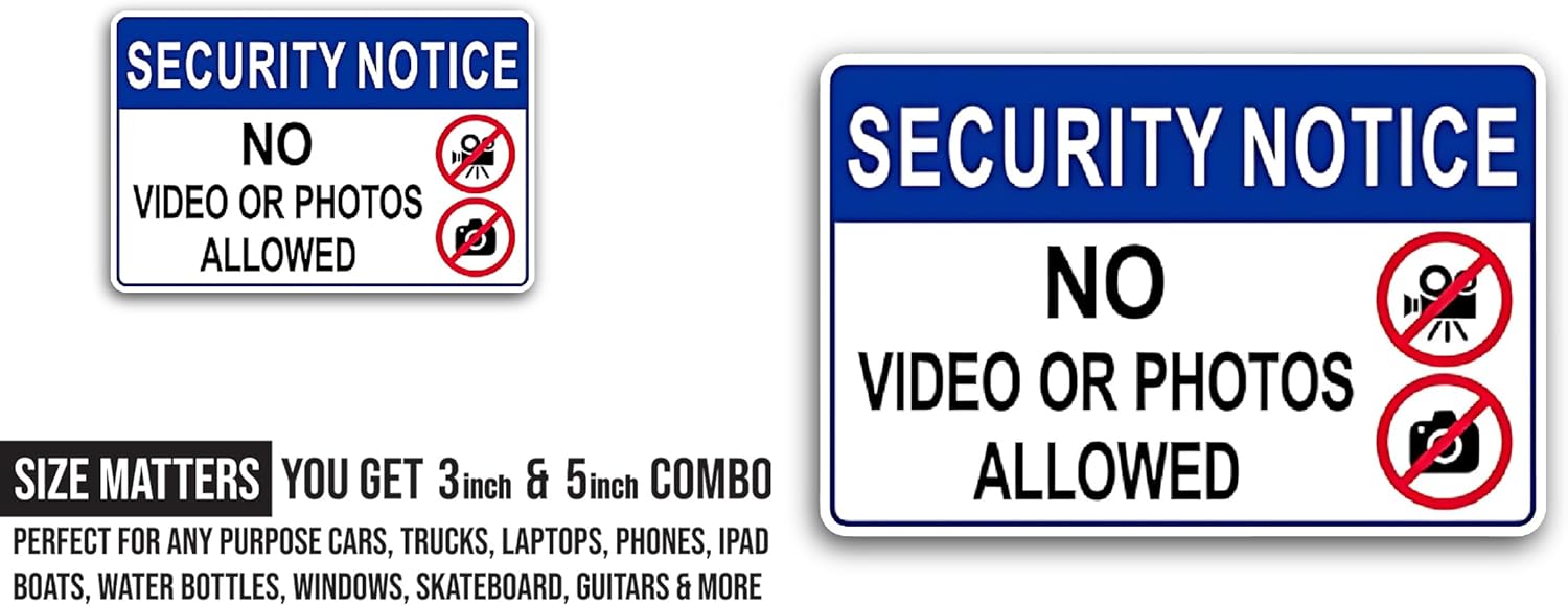 2 (Pieces) 3" and 5" Security Notice Sticker, Waterproof Vinyl Decals for Many Purpose Like Cars, Trucks, Laptops, Phones, Windows and More