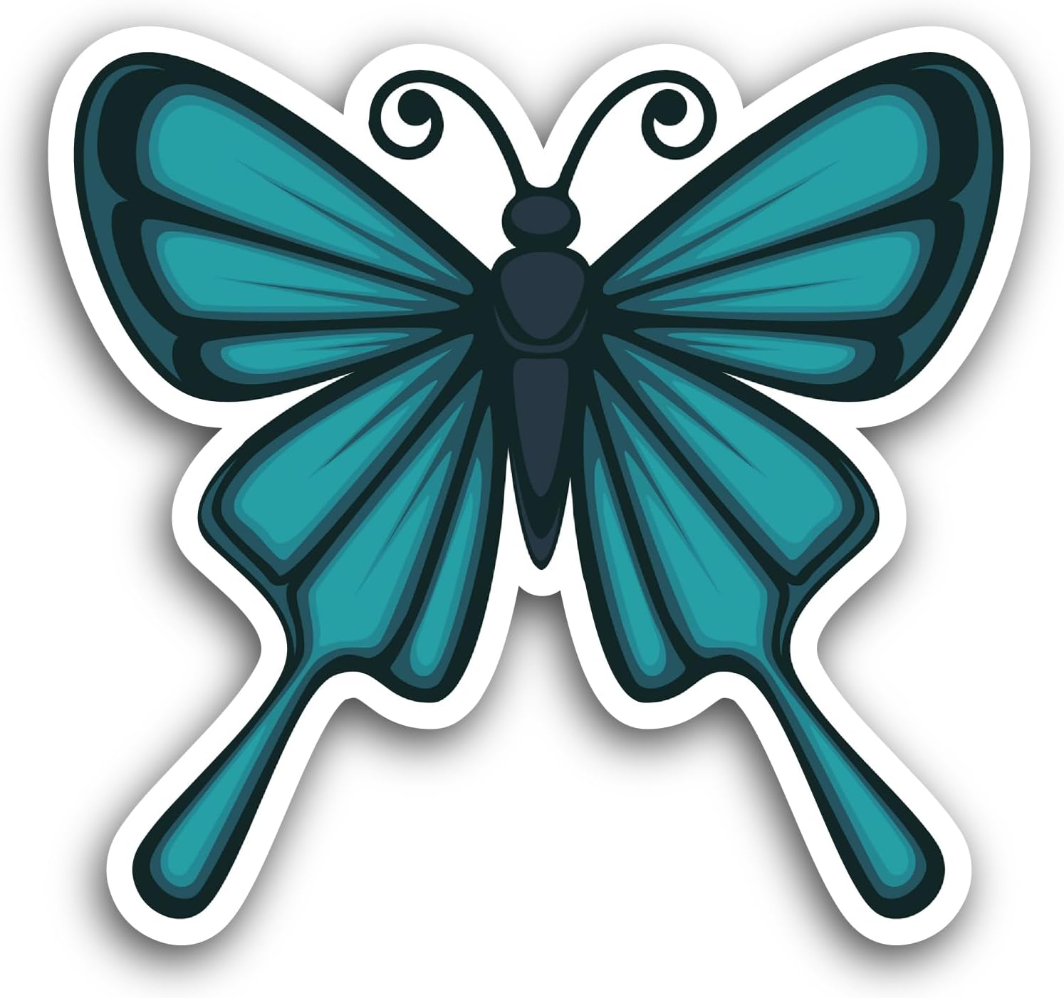 2 (Pieces) 3" and 5" Blue and Black Butterfly Sticker, Waterproof Vinyl Decals for Many Purpose Like Cars, Trucks, Laptops, Phones, Windows and More