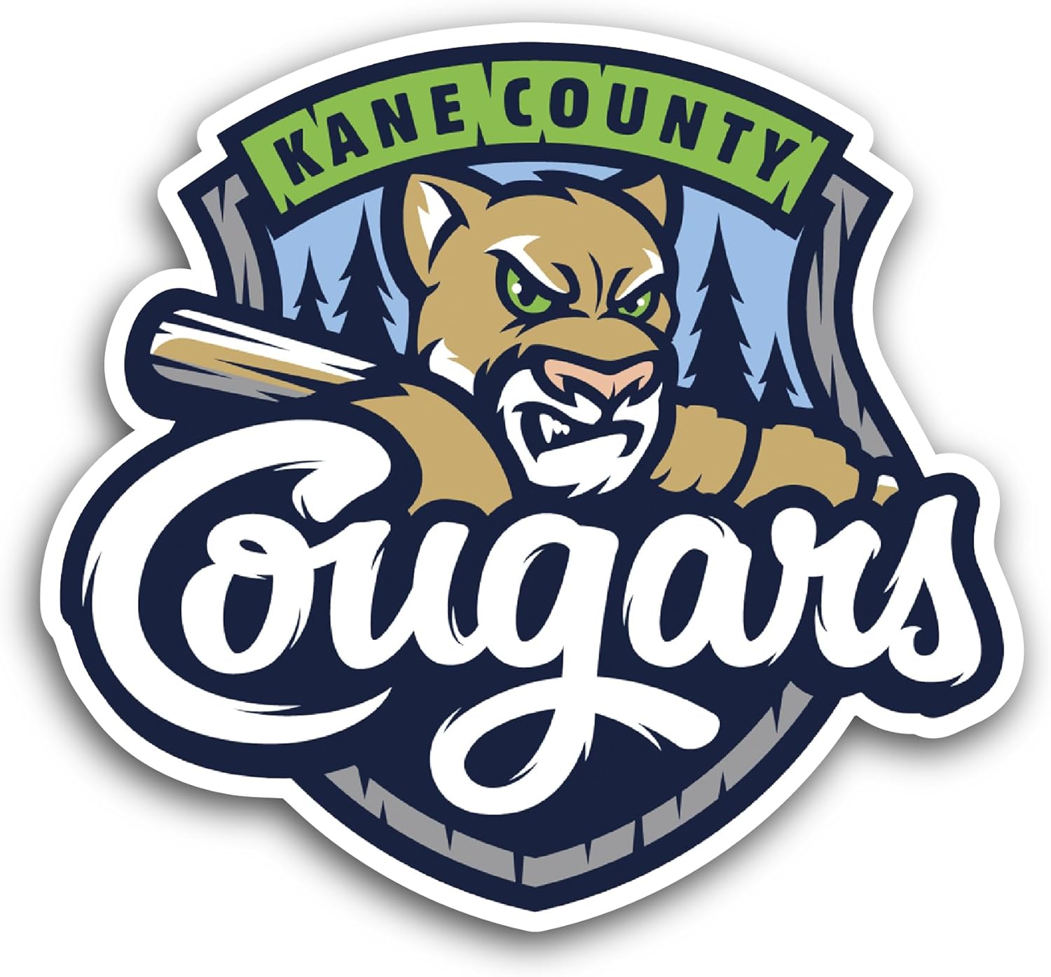 2 (Pieces) 3" and 5" Kane C0unty Cougars Sticker, Waterproof Vinyl Decals for Many Purpose Like Cars, Trucks, Laptops, Phones, Windows and More