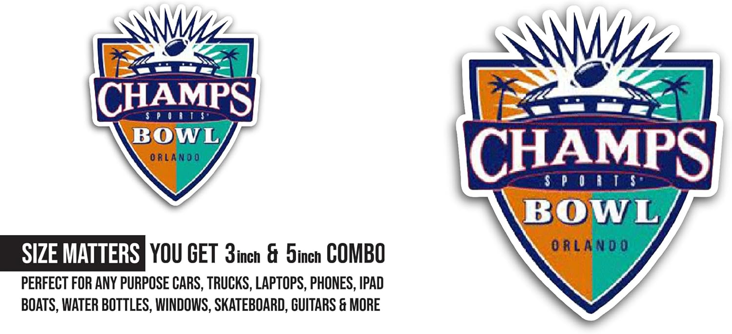 2 (Pieces) 3" and 5" Champs Sp0rts Bowl Sticker, Waterproof Vinyl Decals for Many Purpose Like Cars, Trucks, Laptops, Phones, Windows and More