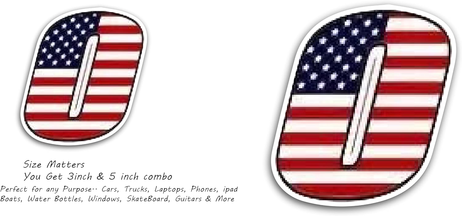 2 (Pieces) 3" and 5" Number Zero in American Flag Color Decal Sticker, Waterproof Vinyl Decals for Many Purpose Like Cars, Trucks, Laptops, Phones, Windows and More