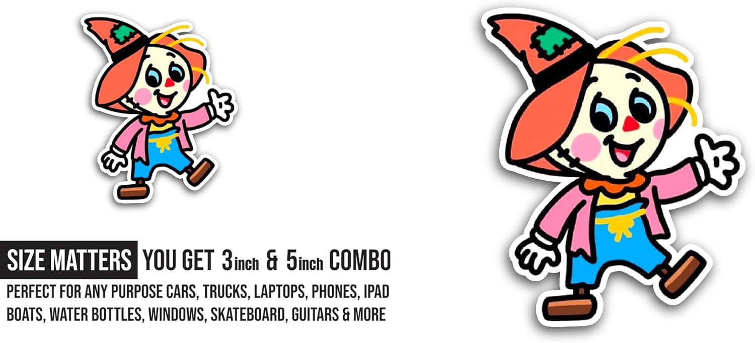 2 (Pieces) 3" and 5" Cute Clown Sticker, Waterproof Vinyl Decals for Many Purpose Like Cars, Trucks, Laptops, Phones, Windows and More