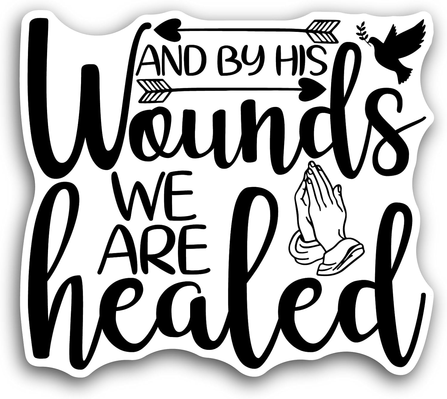2 (Pieces) 3" and 5" by His Wounds We are Healed Sticker, Waterproof Vinyl Decals for Many Purpose Like Cars, Trucks, Laptops, Phones, Windows and More