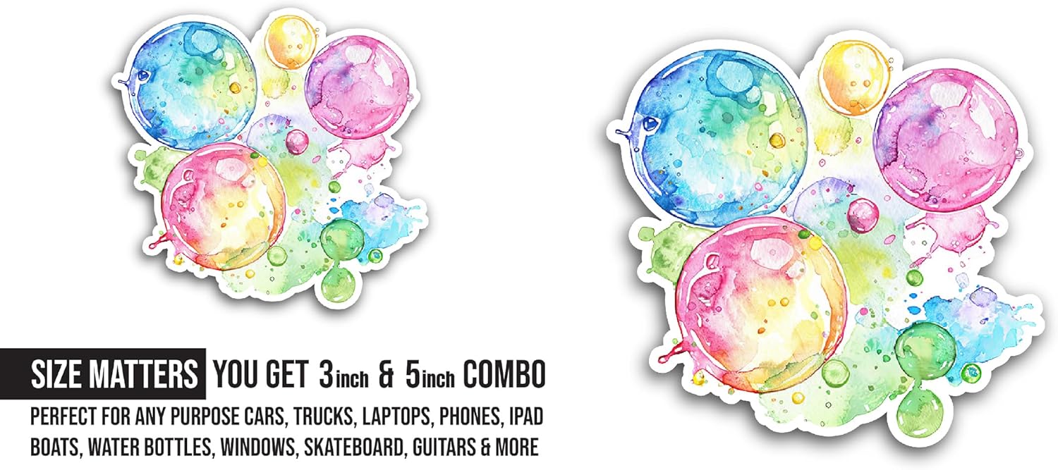 2 (Pieces) 3" and 5" Bubbles Sticker, Waterproof Vinyl Decals for Many Purpose Like Cars, Trucks, Laptops, Phones, Windows and More