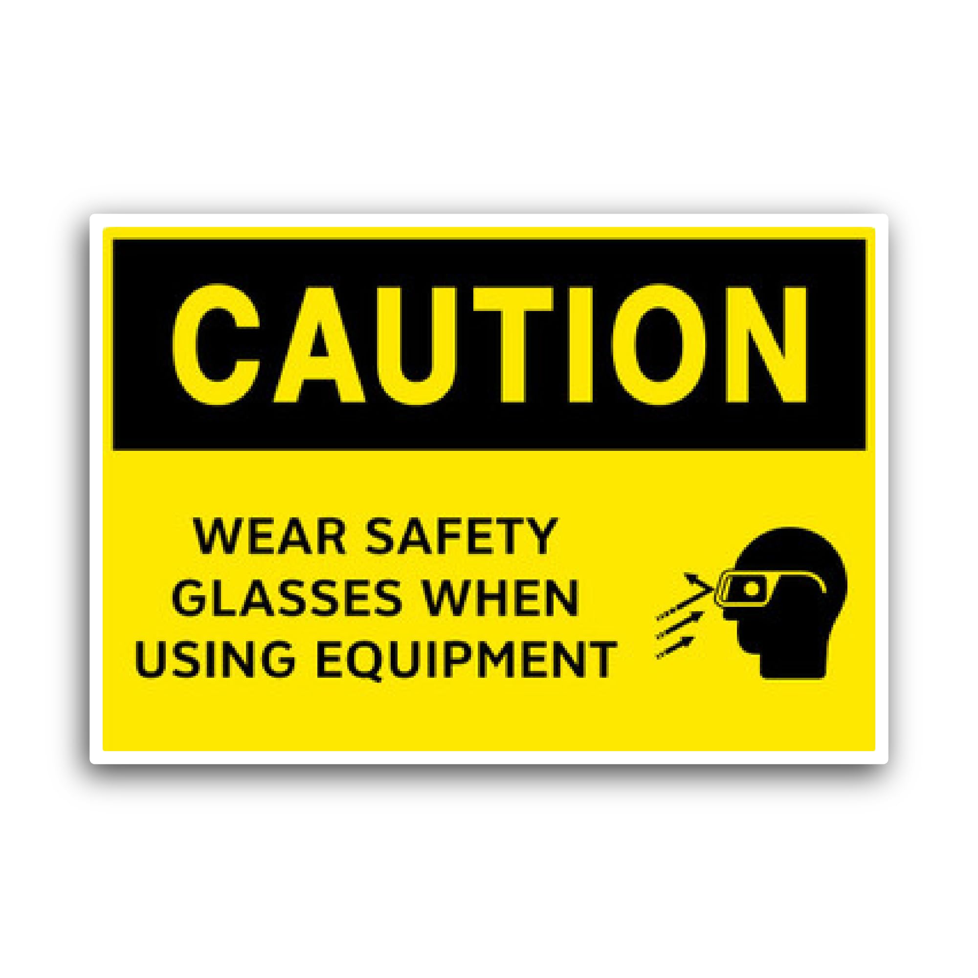 2 (Pieces) 3" and 5" Caution Sign - Wear Safety Glasses Sticker, Waterproof Vinyl Decals for Many Pu