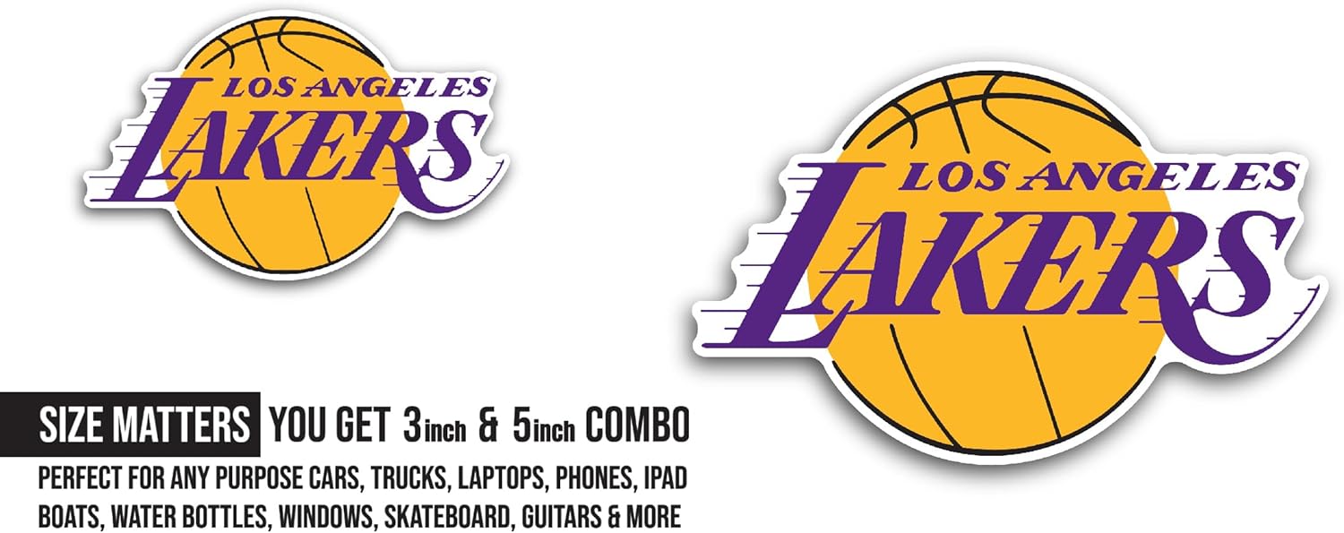 2 (Pieces) 3" and 5" L0s Ang3les Lakers Decal Sticker, Waterproof Vinyl Decals for Many Purpose Like Cars, Trucks, Laptops, Phones, Windows and More