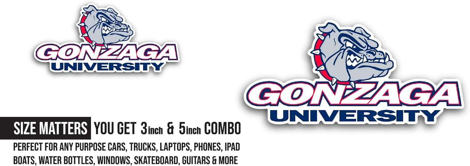 2 (Pieces) 3" and 5" G0nzaga University Sticker, Waterproof Vinyl Decals for Many Purpose Like Cars, Trucks, Laptops, Phones, Windows and More