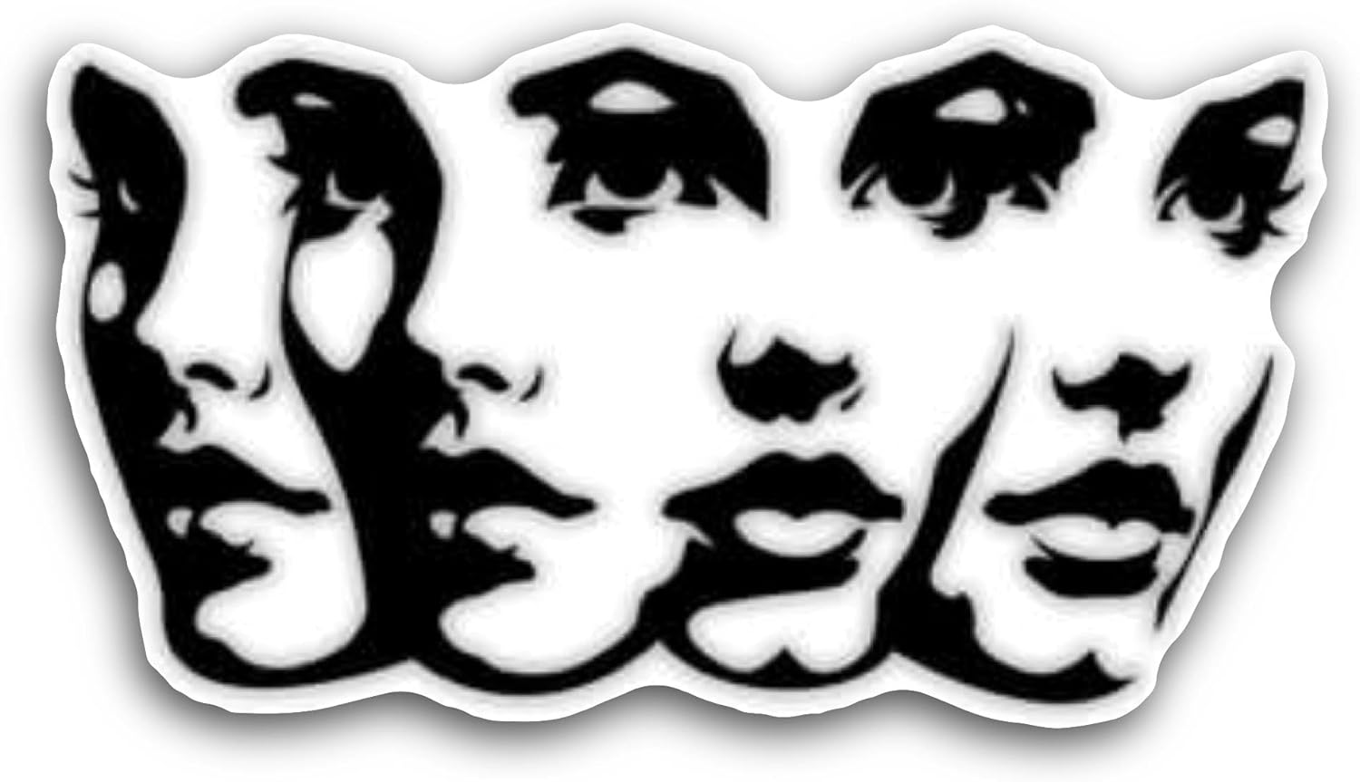 2 (Pieces) 3" and 5" Black and White Faces Sticker, Waterproof Vinyl Decals for Many Purpose Like Cars, Trucks, Laptops, Phones, Windows and More