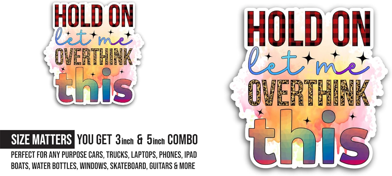 2 (Pieces) 3" and 5" Hold On Sticker, Waterproof Vinyl Decals for Many Purpose Like Cars, Trucks, Laptops, Phones, Windows and More