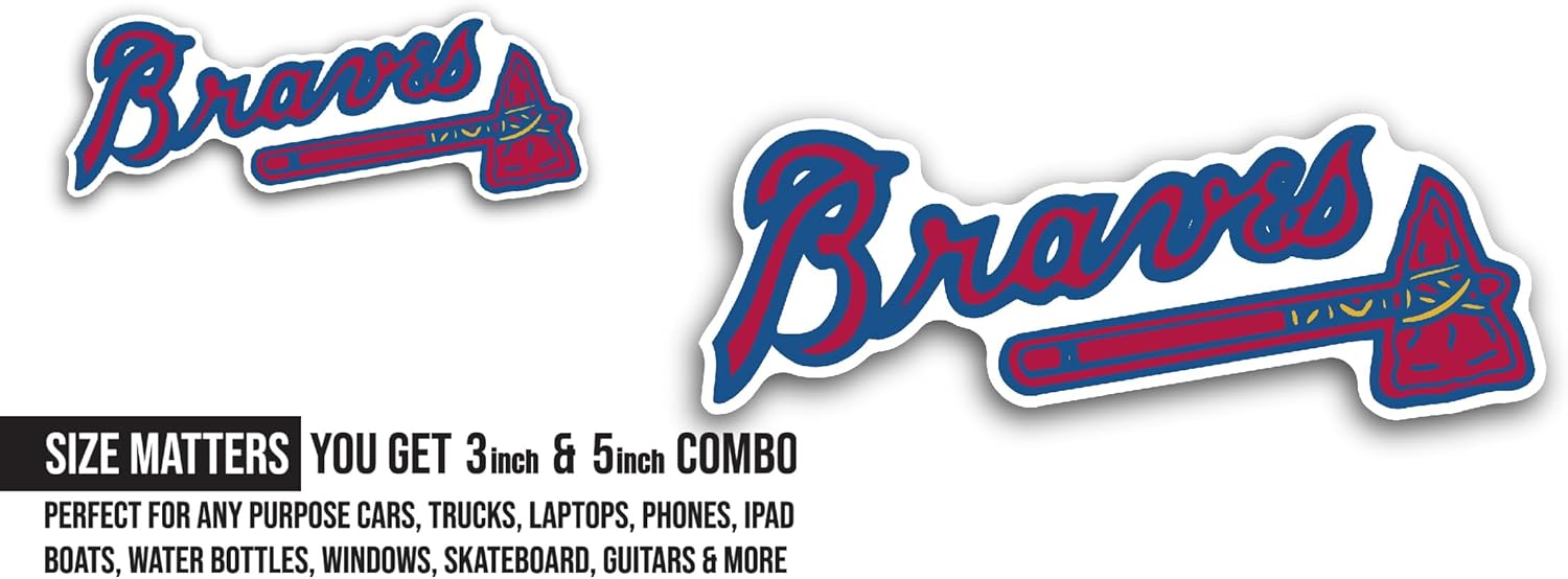 2 (Pieces) 3" and 5" Atlanta Br@VES Sticker, Waterproof Vinyl Decals for Many Purpose Like Cars, Trucks, Laptops, Phones, Windows and More