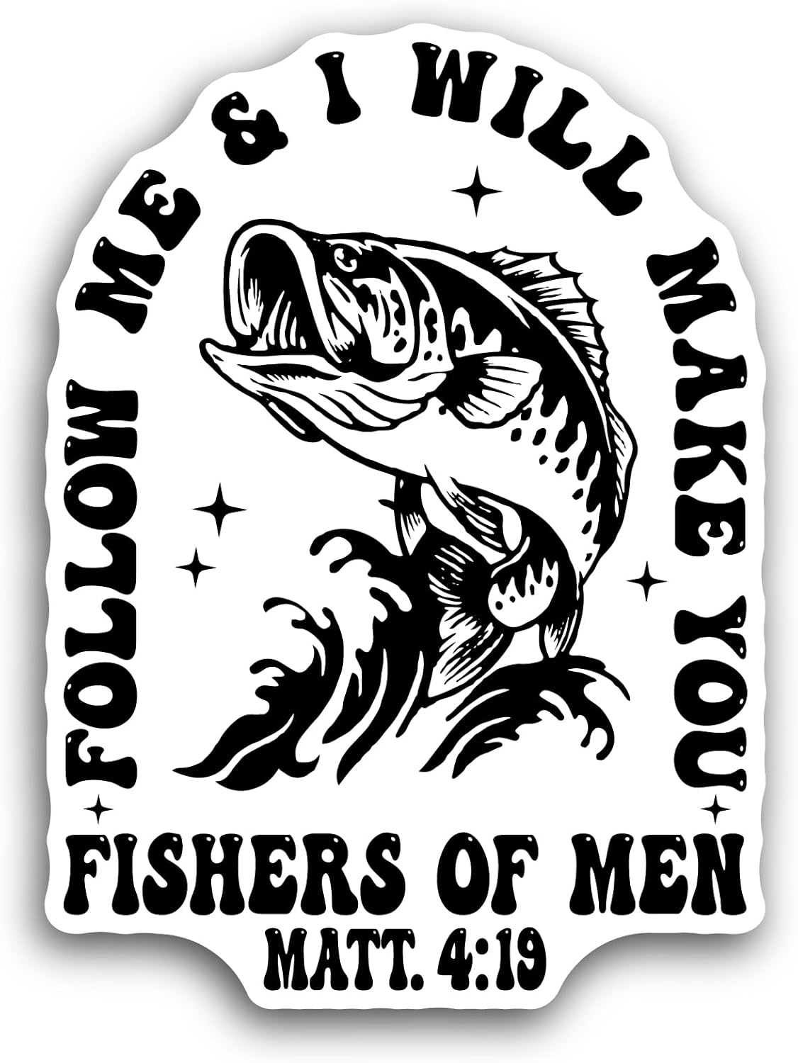 2 (Pieces) 3" and 5" Fishers of Men Text Sticker, Waterproof Vinyl Decals for Many Purpose Like Cars, Trucks, Laptops, Phones, Windows and More