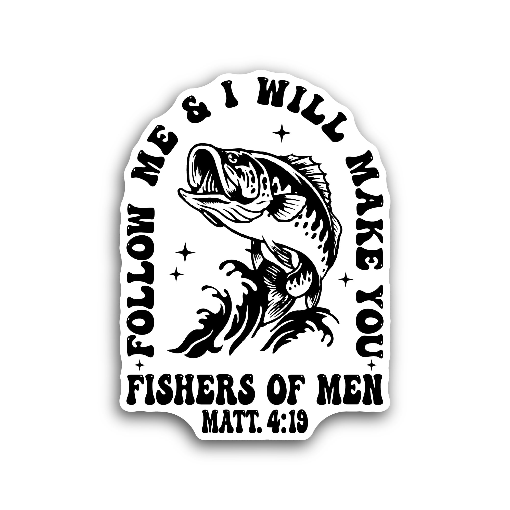 2 (Pieces) 3" and 5" Fishers of Men Text Sticker, Waterproof Vinyl Decals for Many Purpose Like Cars