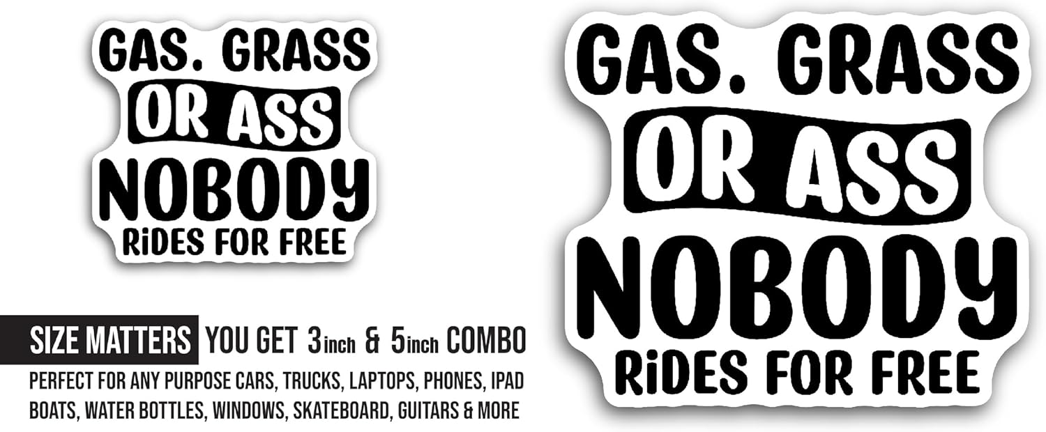 2 (Pieces) 3" and 5" Nobody Rides Text Sticker, Waterproof Vinyl Decals for Many Purpose Like Cars, Trucks, Laptops, Phones, Windows and More