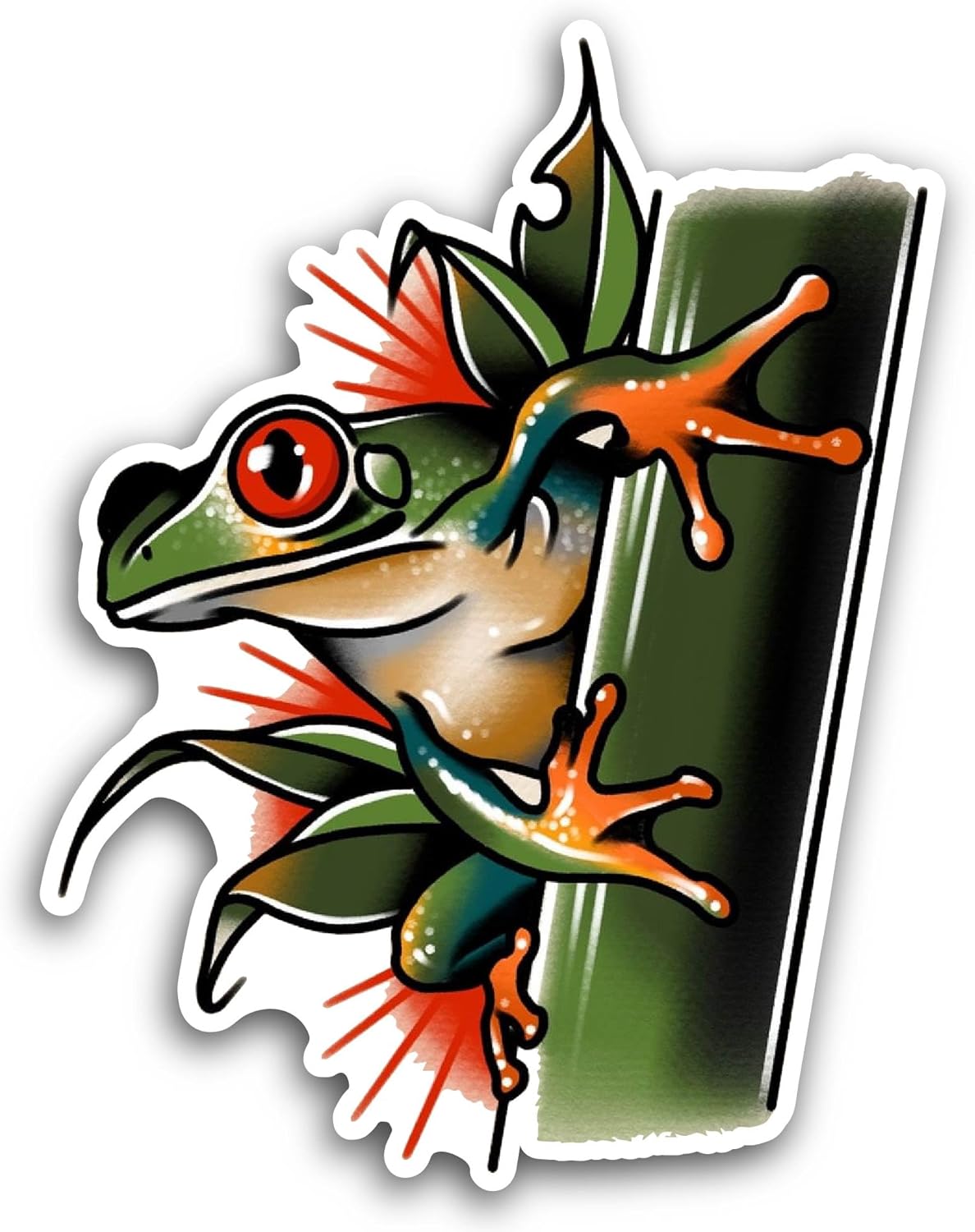 2 (Pieces) 3" and 5" Red Eyed Frog Sticker, Waterproof Vinyl Decals for Many Purpose Like Cars, Trucks, Laptops, Phones, Windows and More