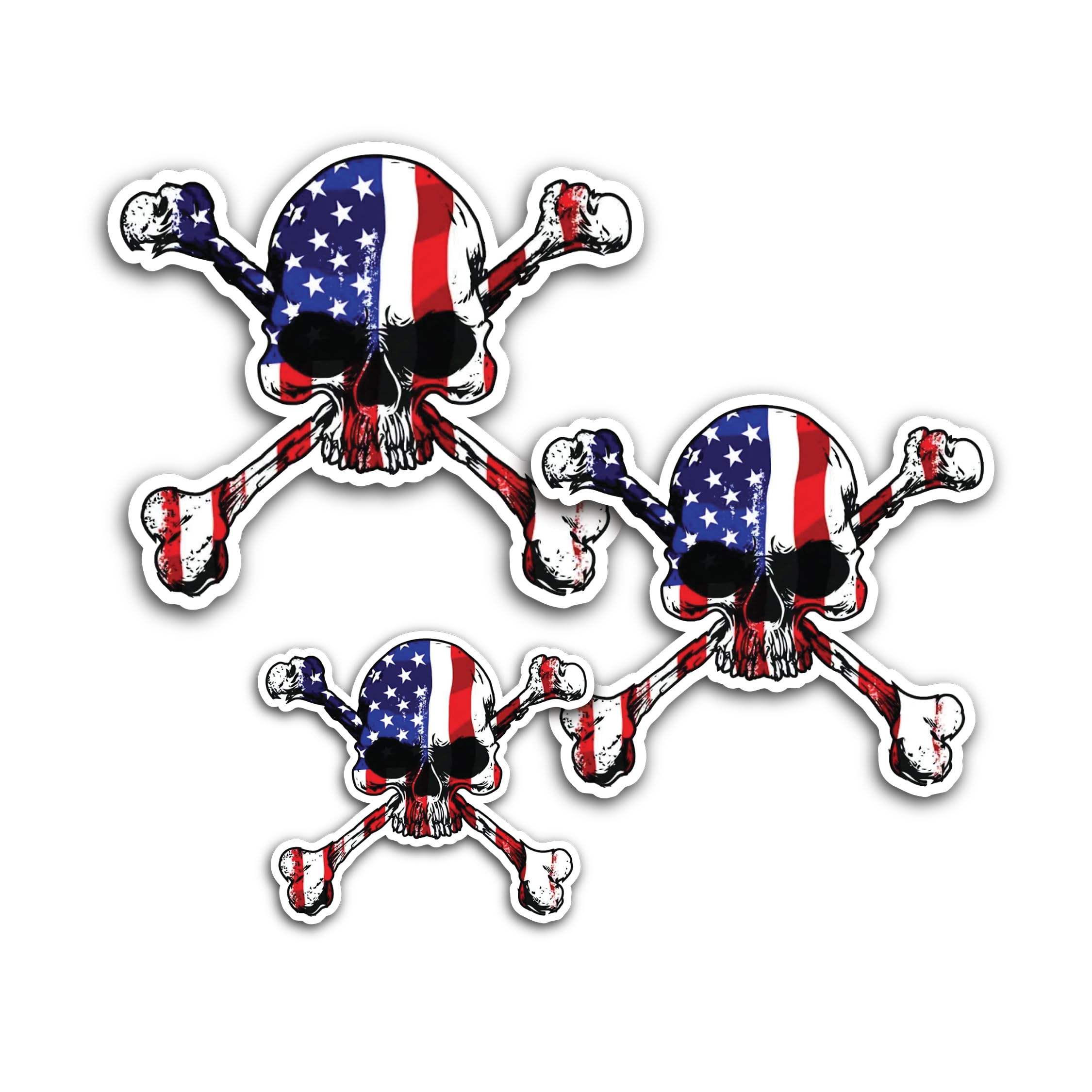 3 (Pieces) 1" 2" and 3" Smiley Face with Skull Danger Sign Decal Sticker, Waterproof & Scratch Resis