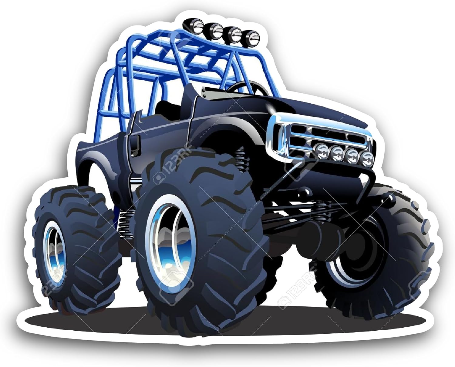 2 (Pieces) 3" and 5" Blue Monster Truck Sticker, Waterproof Vinyl Decals for Many Purpose Like Cars, Trucks, Laptops, Phones, Windows and More
