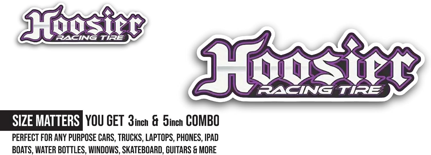 2 (Pieces) 3" and 5" Hoosier Racing Tire Sticker, Waterproof Vinyl Decals for Many Purpose Like Cars, Trucks, Laptops, Phones, Windows and More