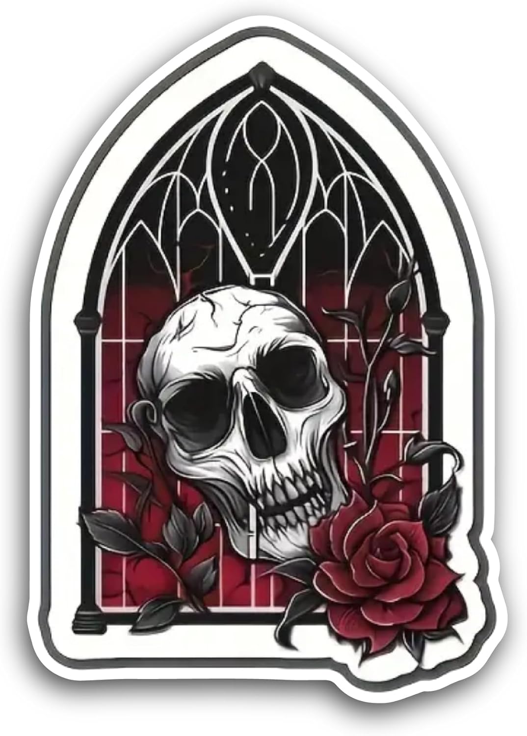 2 (Pieces) 3" and 5" Skull and Rose Sticker, Waterproof Vinyl Decals for Many Purpose Like Cars, Trucks, Laptops, Phones, Windows and More