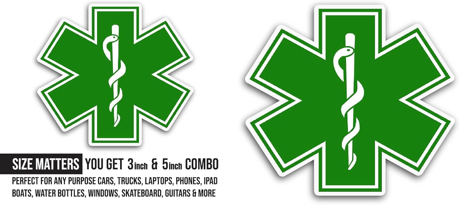 2 (Pieces) 3" and 5" Green Medical Icon Sticker, Waterproof Vinyl Decals for Many Purpose Like Cars, Trucks, Laptops, Phones, Windows and More