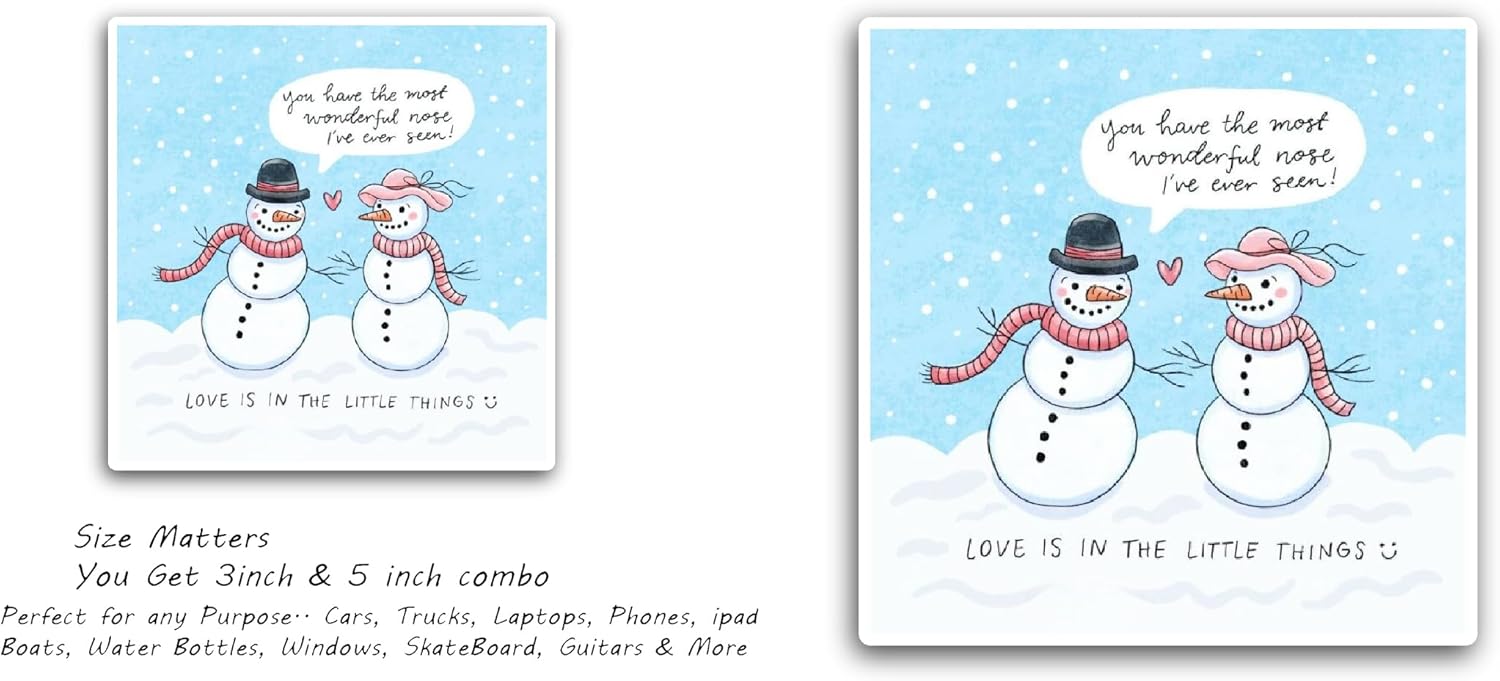 2 (Pieces) 3" and 5" Snow Couple Sticker, Waterproof Vinyl Decals for Many Purpose Like Cars, Trucks, Laptops, Phones, Windows and More