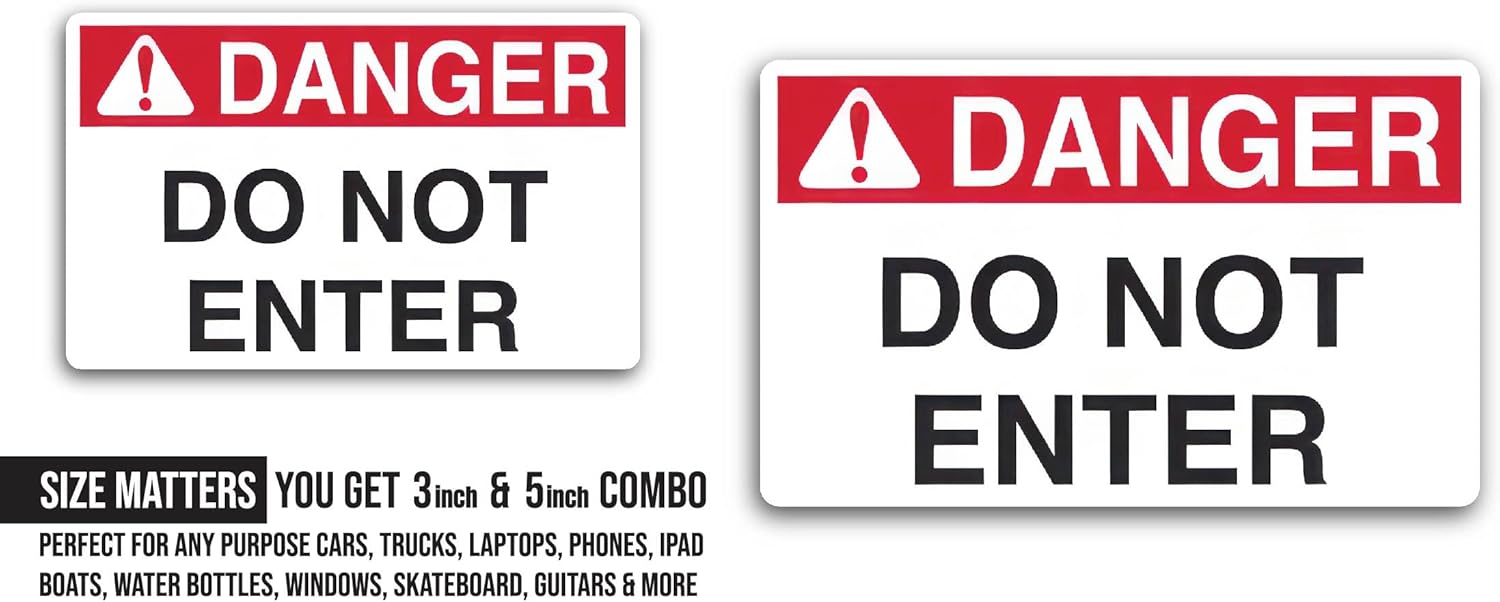 2 (Pieces) 3" and 5" Do Not Enter Decal Sticker, Waterproof Vinyl Decals for Many Purpose Like Cars, Trucks, Laptops, Phones, Windows and More