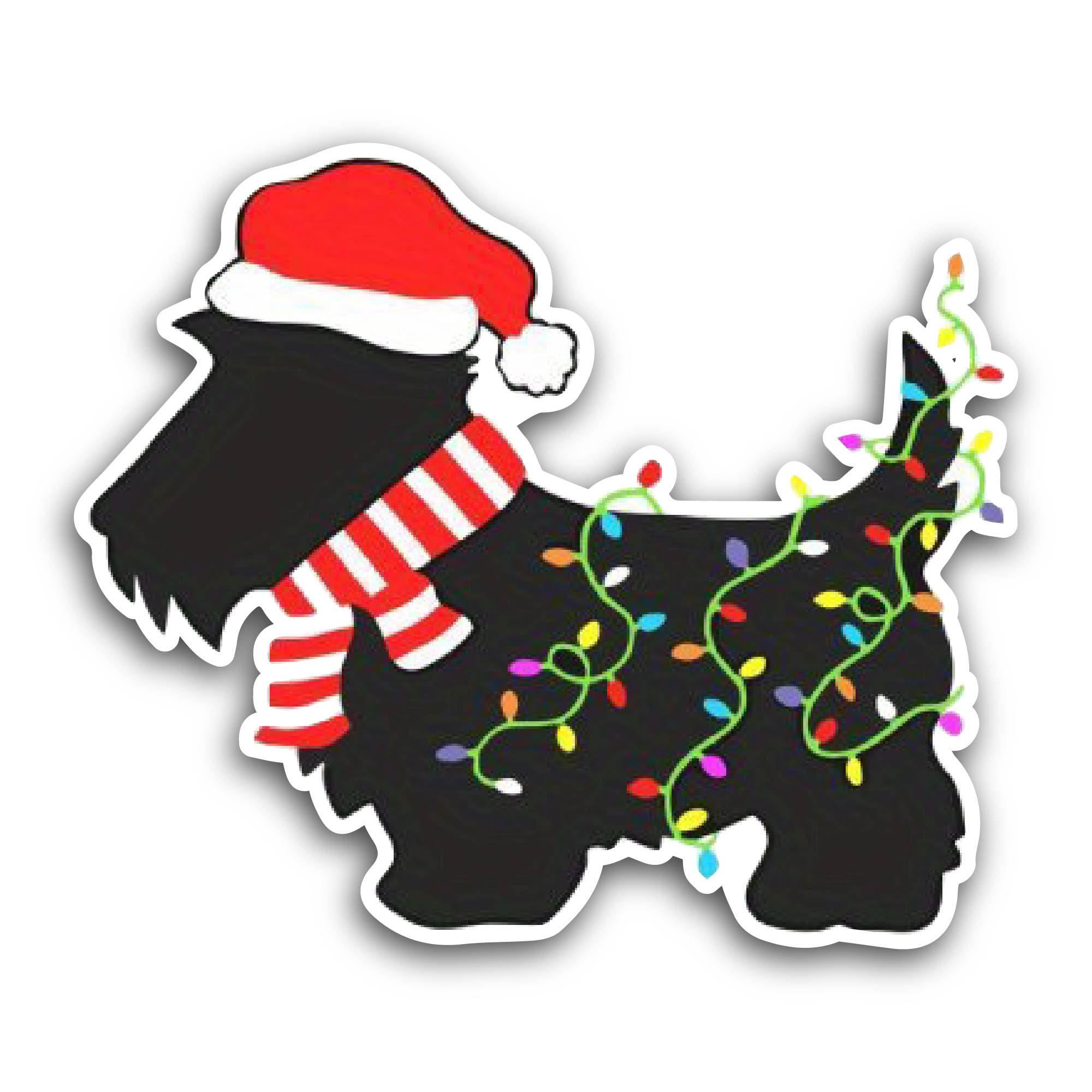 2 (Pieces) 3" and 5" Christmas Scottie Dog Sticker, Waterproof Vinyl Decals for Many Purpose Like Ca