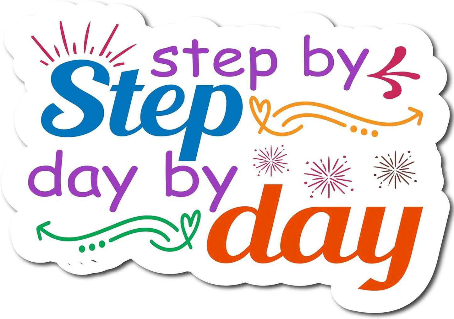 Inspirational Quote "Step by Step/Day by Day Quate" Motivational Sticker Vinyl Decal Motivation Stickers- 5" Vinyl Sticker Waterproof