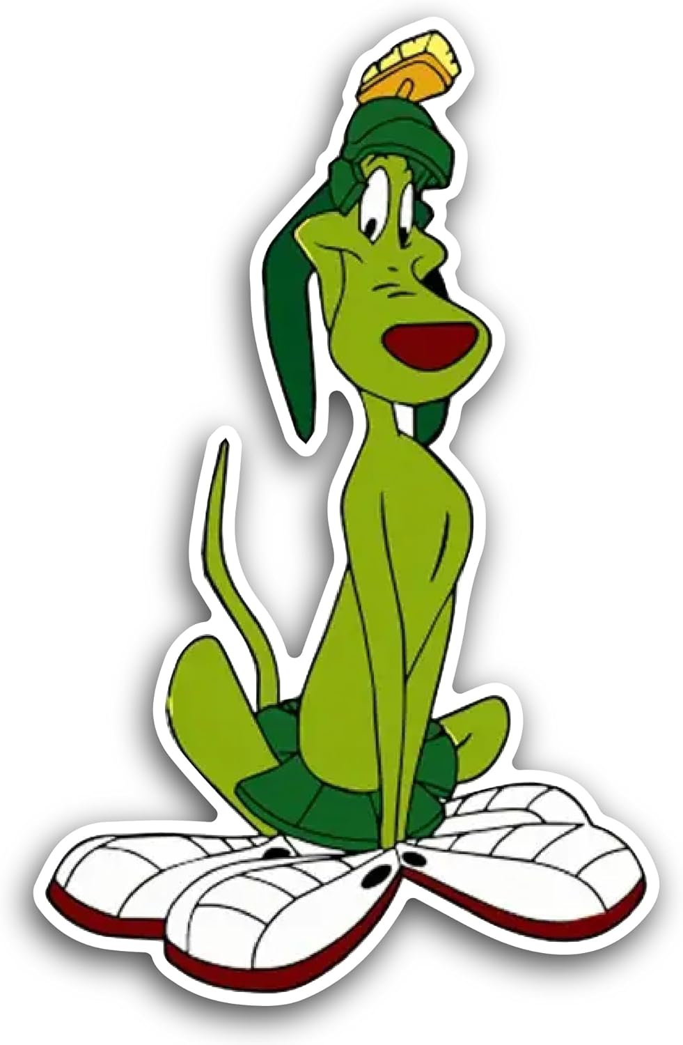 2 (Pieces) 3" and 5" Cartoon Green Dog Sticker, Waterproof Vinyl Decals for Many Purpose Like Cars, Trucks, Laptops, Phones, Windows and More