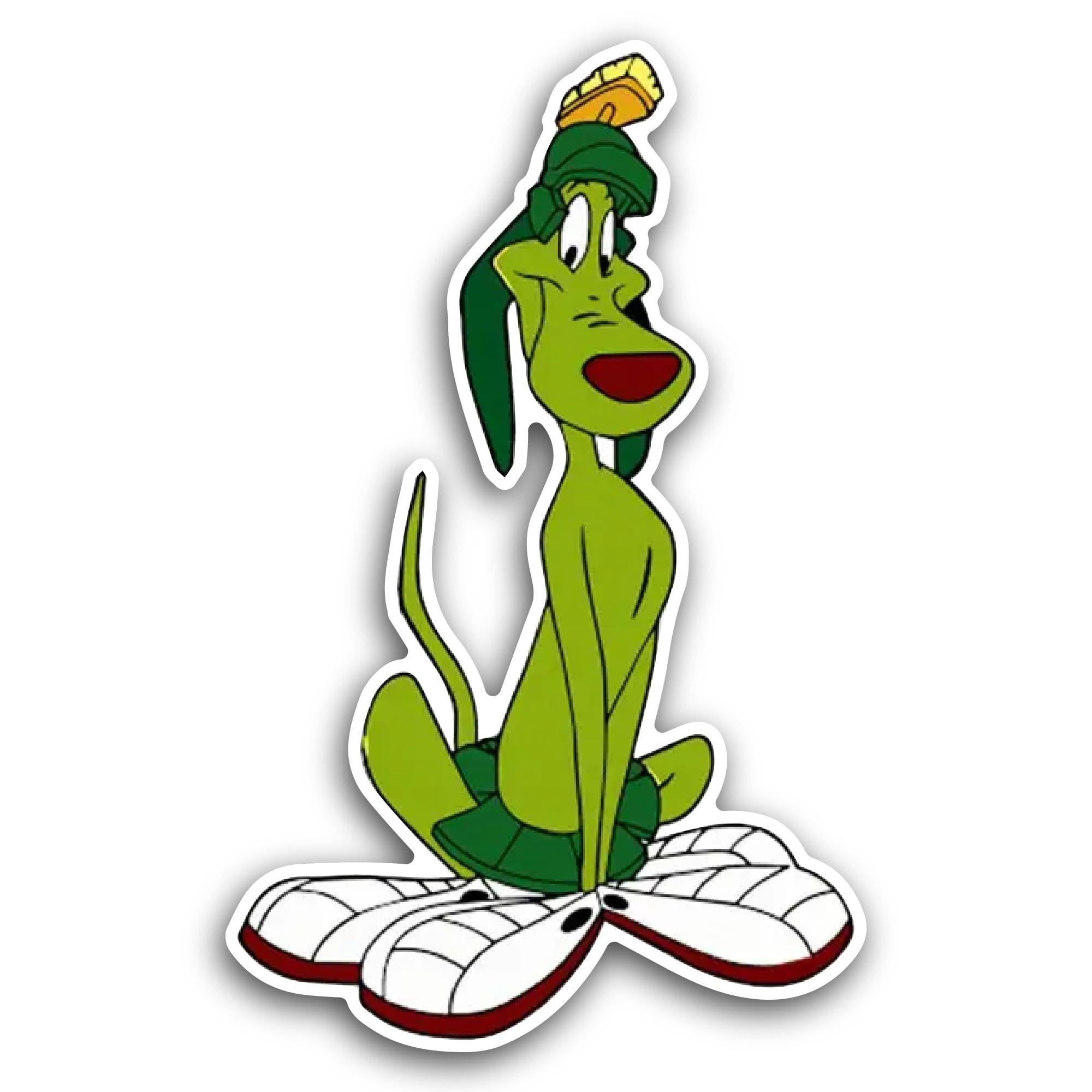 2 (Pieces) 3" and 5" Cartoon Green Dog Sticker, Waterproof Vinyl Decals for Many Purpose Like Cars, 