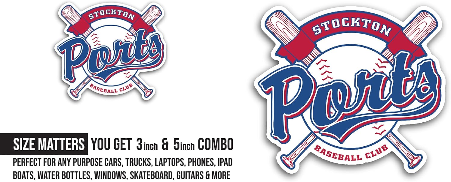 2 (Pieces) 3" and 5" St0ckton P0rts Logo Sticker, Waterproof Vinyl Decals for Many Purpose Like Cars, Trucks, Laptops, Phones, Windows and More