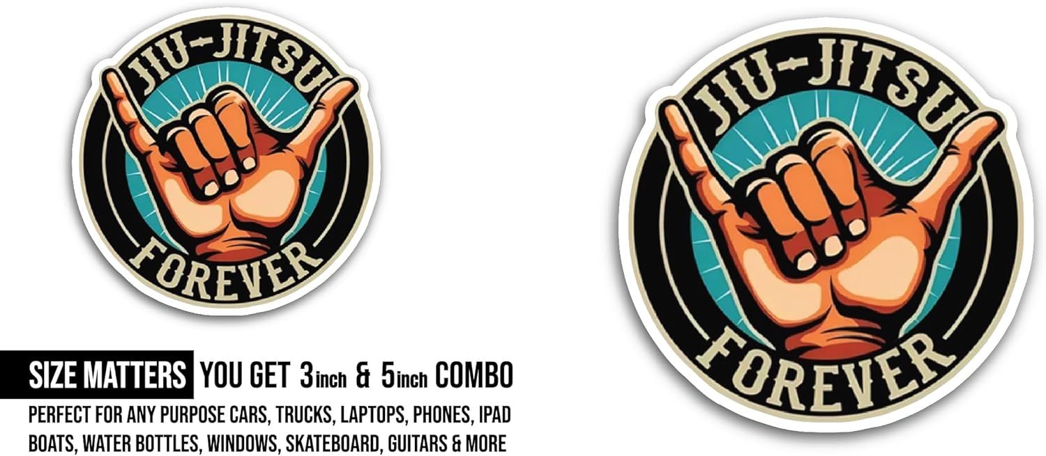 2 (Pieces) 3" and 5" Jiu Jitsu Sticker, Waterproof Vinyl Decals for Many Purpose Like Cars, Trucks, Laptops, Phones, Windows and More