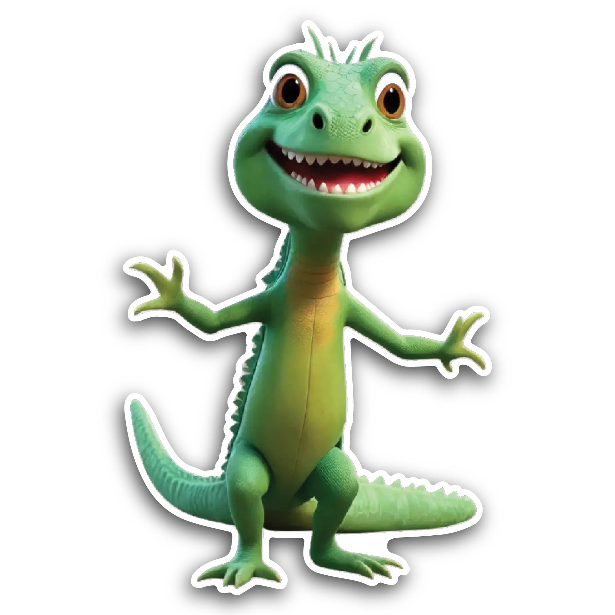 2 (Pieces) 3" and 5" Green Lizard Sticker, Waterproof Vinyl Decals for Many Purpose Like Cars, Truck