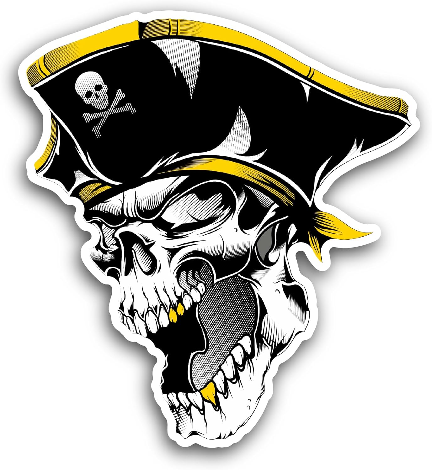 2 (Pieces) 3" and 5" Black Pirate Skull Sticker, Waterproof Vinyl Decals for Many Purpose Like Cars, Trucks, Laptops, Phones, Windows and More