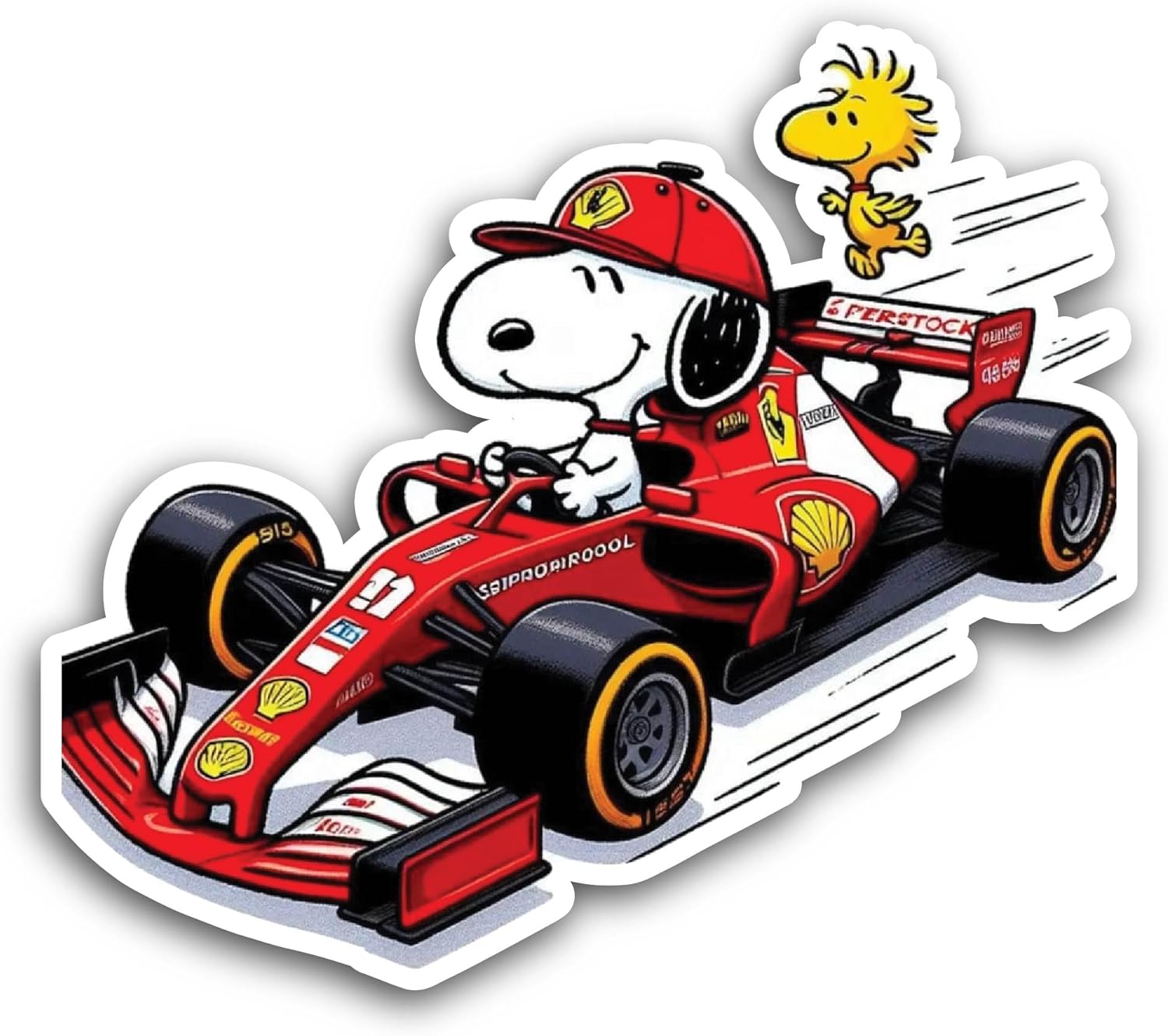 2 (Pieces) 3" and 5" Cartoon Dog Driving A Car Sticker, Waterproof Vinyl Decals for Many Purpose Like Cars, Trucks, Laptops, Phones, Windows and More