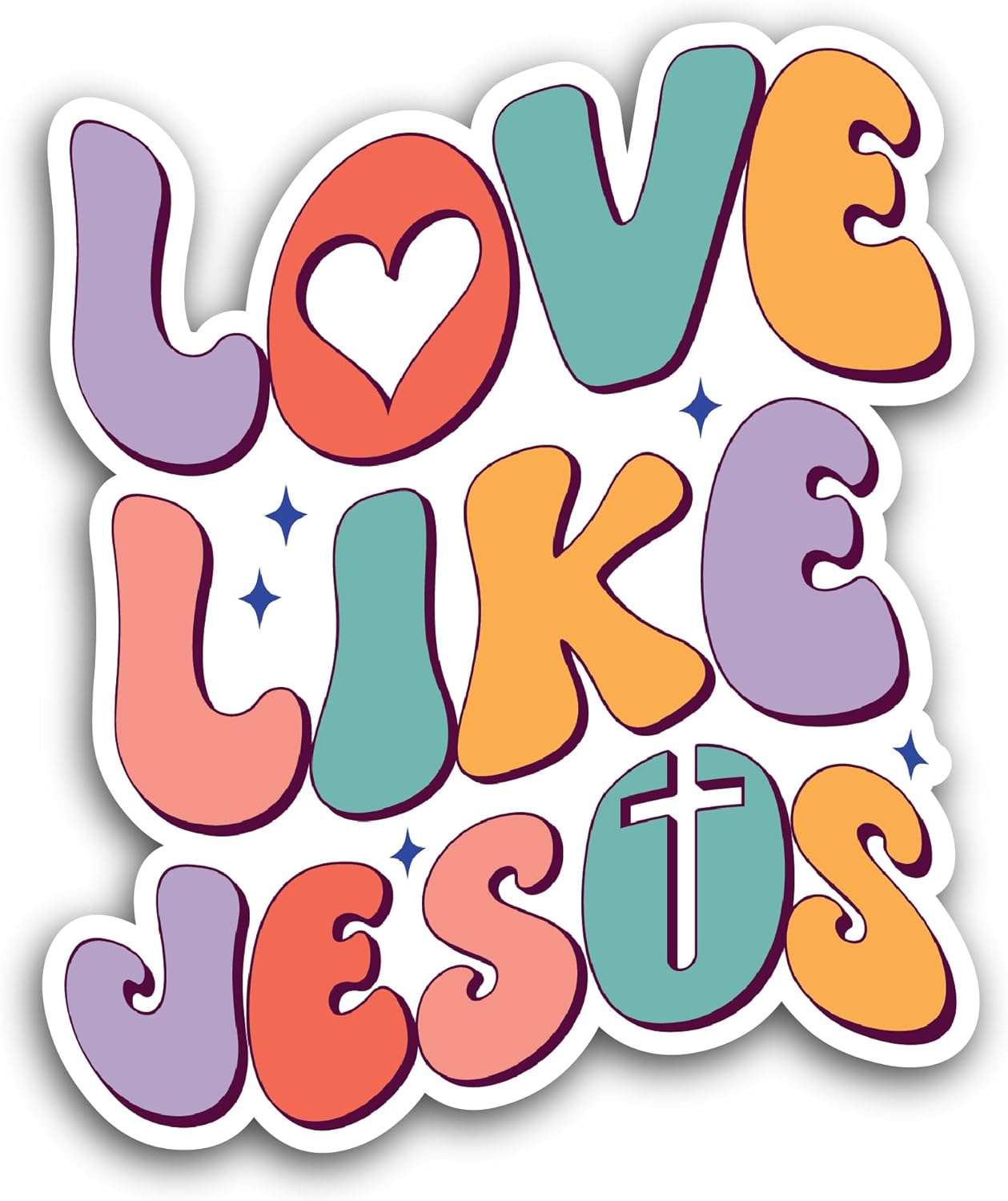 2 (Pieces) 3" and 5" Love Like Jesus Sticker, Waterproof Vinyl Decals for Many Purpose Like Cars, Trucks, Laptops, Phones, Windows and More