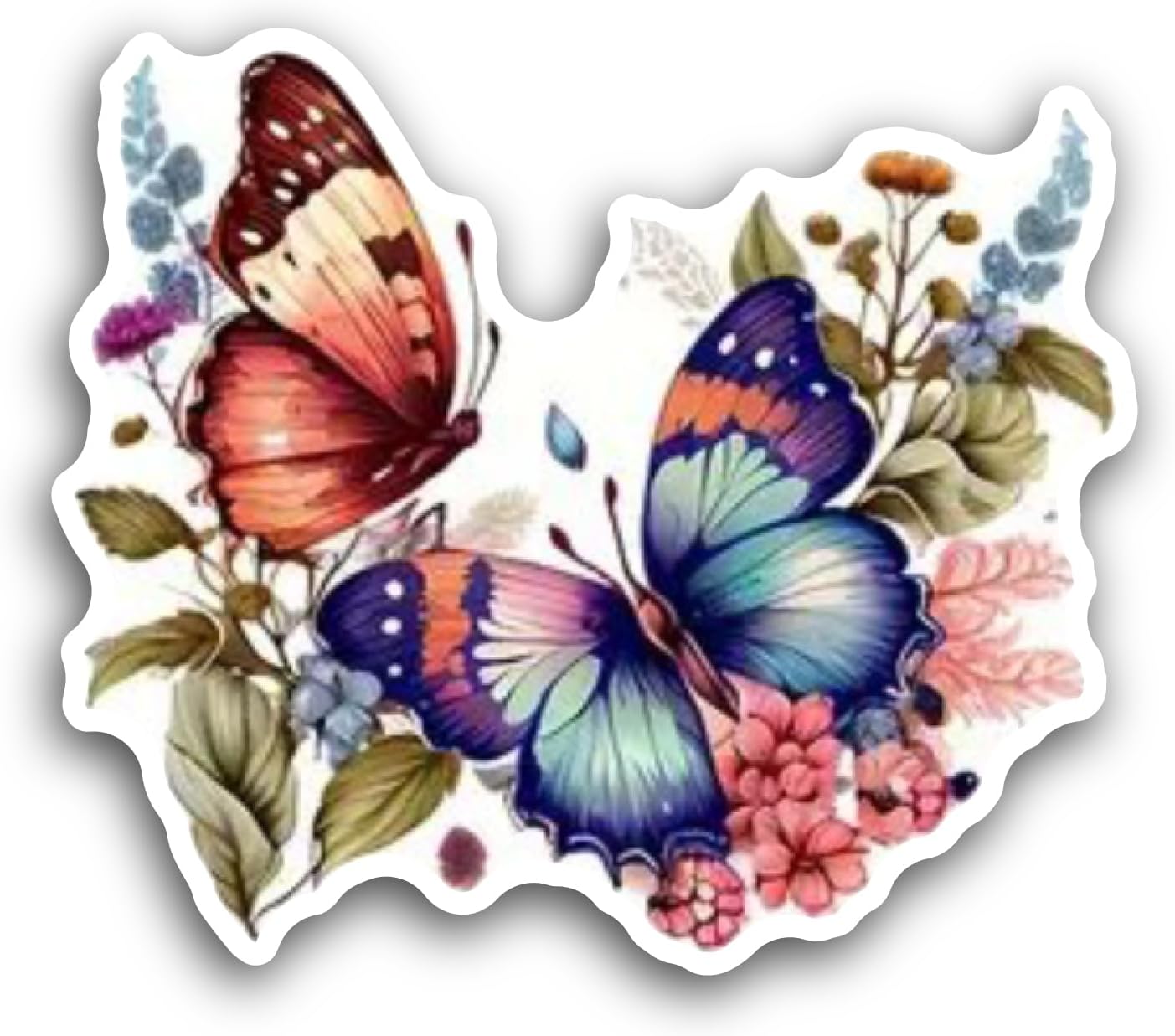 2 (Pieces) 3" and 5" Colorful Butterflies Sticker, Waterproof Vinyl Decals for Many Purpose Like Cars, Trucks, Laptops, Phones, Windows and More
