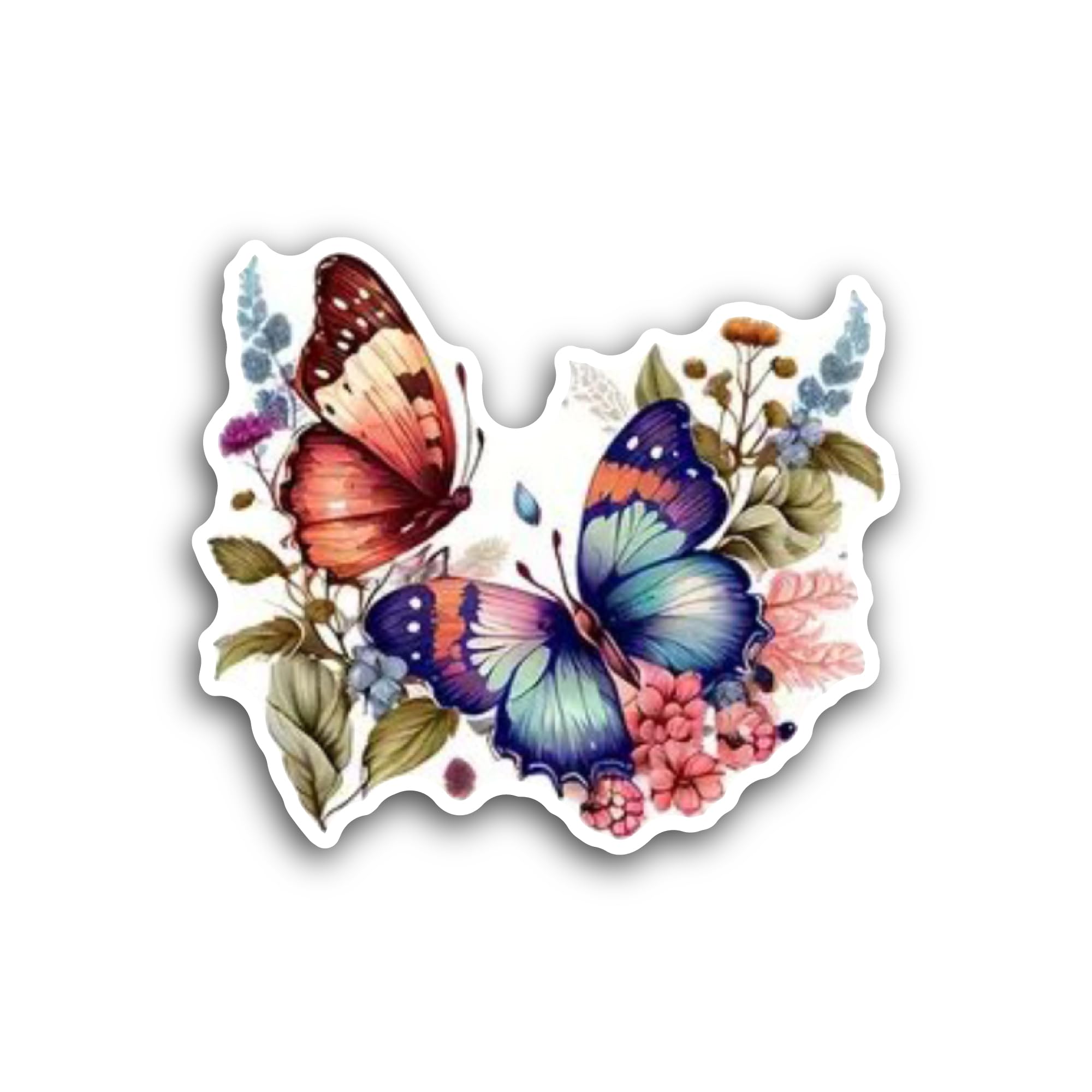 2 (Pieces) 3" and 5" Colorful Butterflies Sticker, Waterproof Vinyl Decals for Many Purpose Like Car