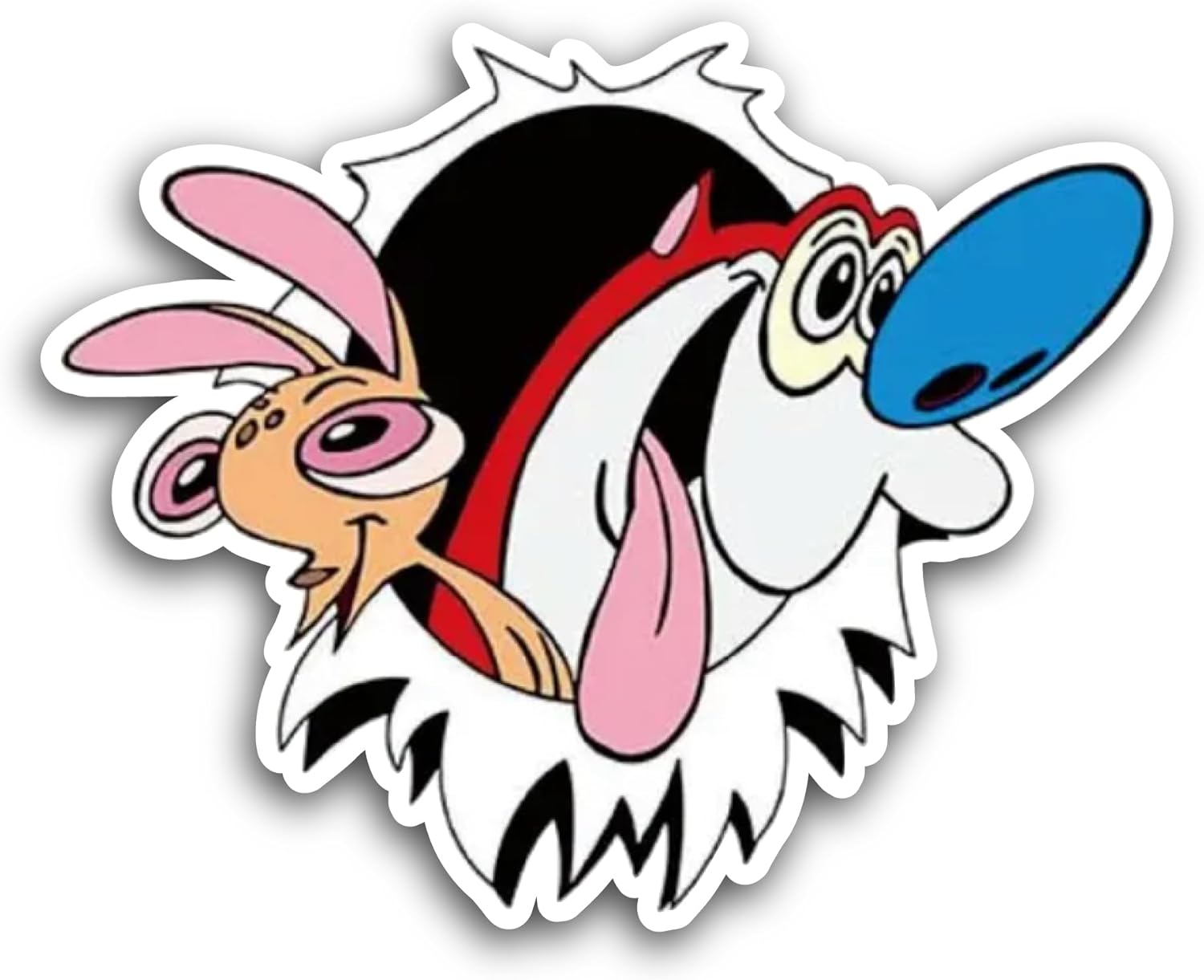 2 (Pieces) 3" and 5" Ren and Simpy Sticker, Waterproof Vinyl Decals for Many Purpose Like Cars, Trucks, Laptops, Phones, Windows and More