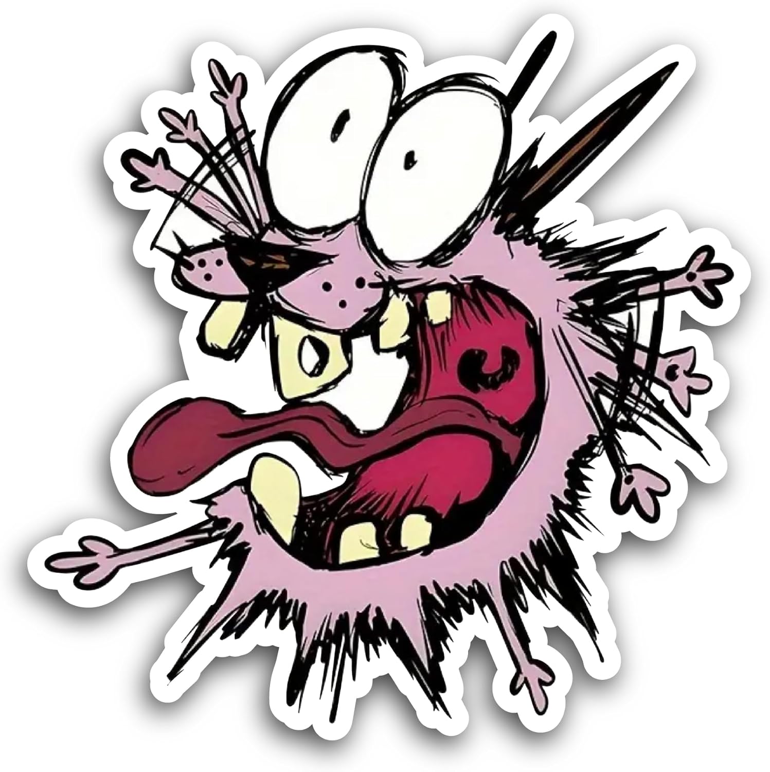 2 (Pieces) 3" and 5" Courage The C0wardly Dog Sticker, Waterproof Vinyl Decals for Many Purpose Like Cars, Trucks, Laptops, Phones, Windows and More