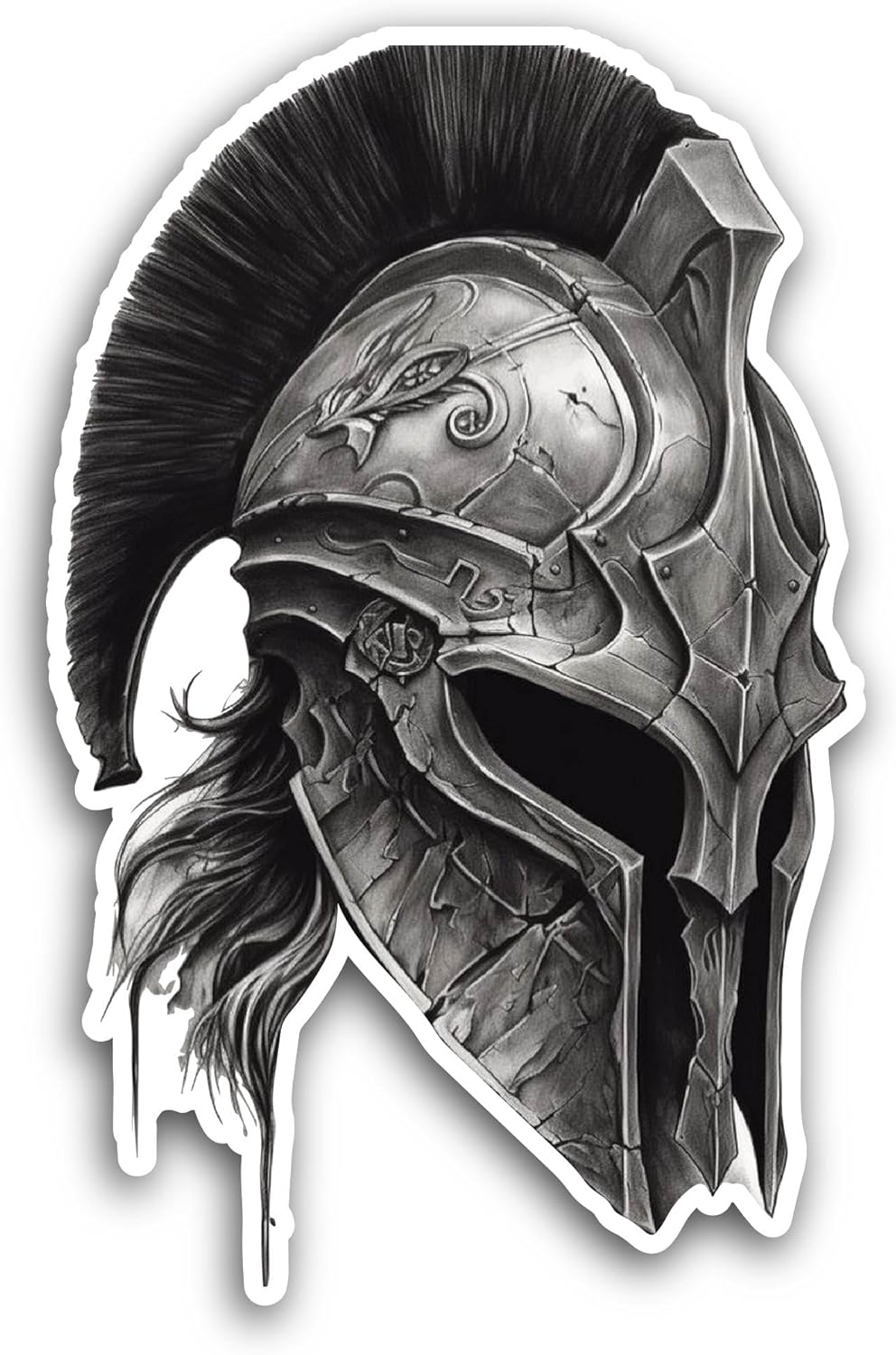 2 (Pieces) 3" and 5" Spartan Helmet Sticker, Waterproof Vinyl Decals for Many Purpose Like Cars, Trucks, Laptops, Phones, Windows and More