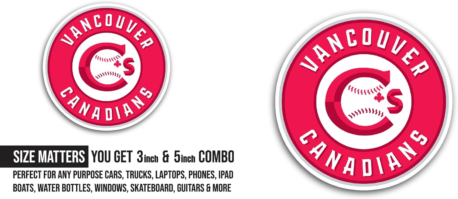 2 (Pieces) 3" and 5" Vanc0uver C@nadians Logo Sticker, Waterproof Vinyl Decals for Many Purpose Like Cars, Trucks, Laptops, Phones, Windows and More