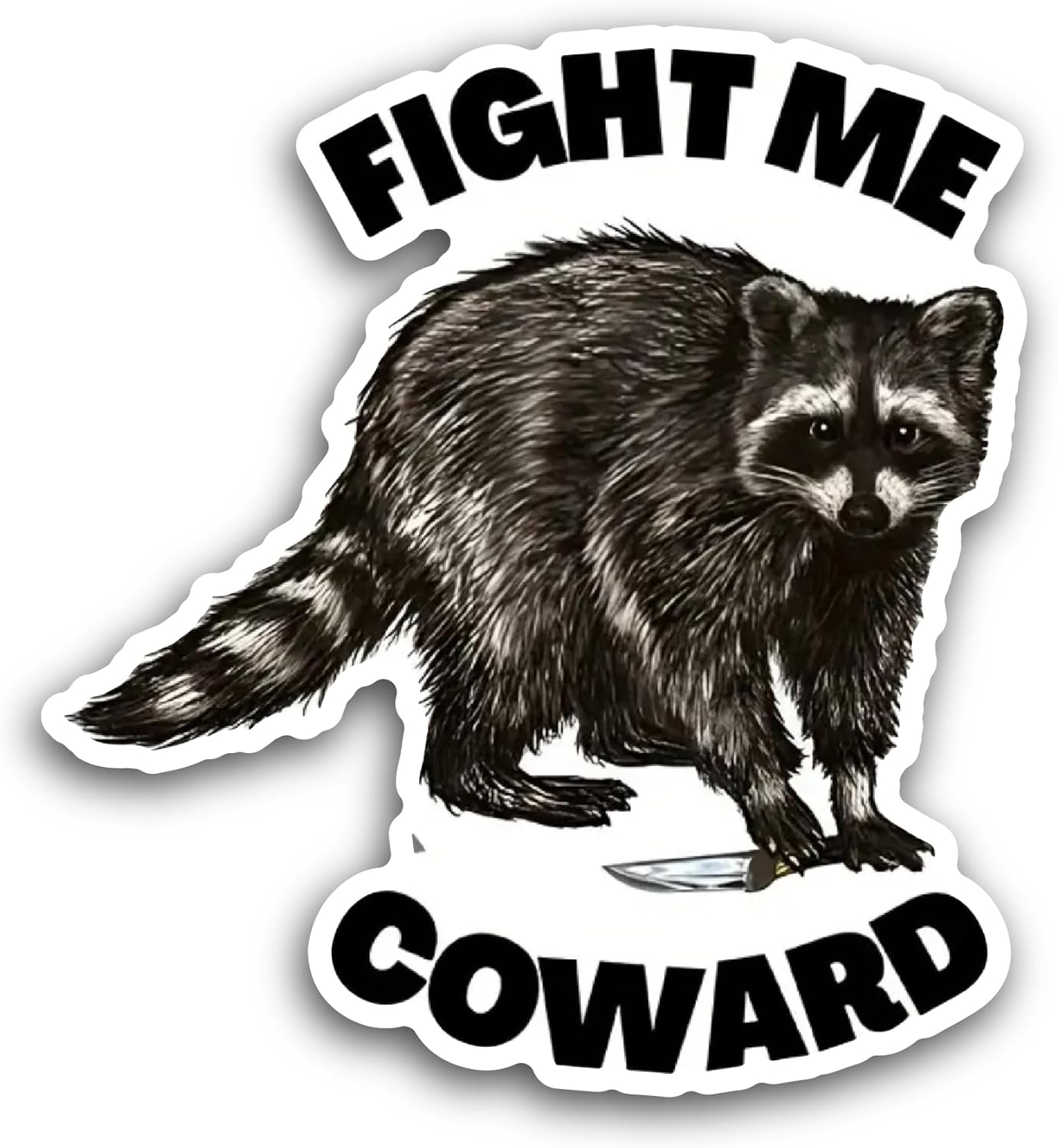 2 (Pieces) 3" and 5" Fight Me Coward Sticker, Waterproof Vinyl Decals for Many Purpose Like Cars, Trucks, Laptops, Phones, Windows and More