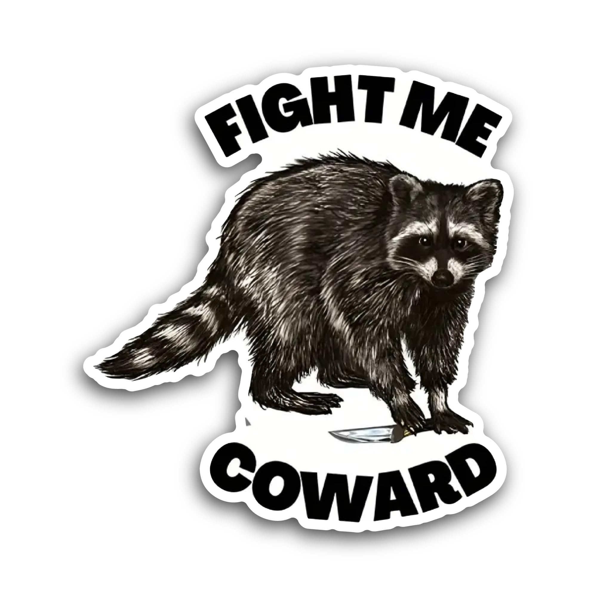 2 (Pieces) 3" and 5" Fight Me Coward Sticker, Waterproof Vinyl Decals for Many Purpose Like Cars, Tr